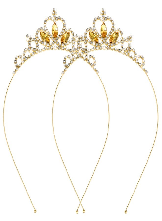 2PCS Crystal Tiara Heart Rhinestone Princess Crown Birthday Headpiece Cute Bling Hair Band Party Decorations Headband Accessories for Women Girls Kids Festival Wedding Bridal Christmas
